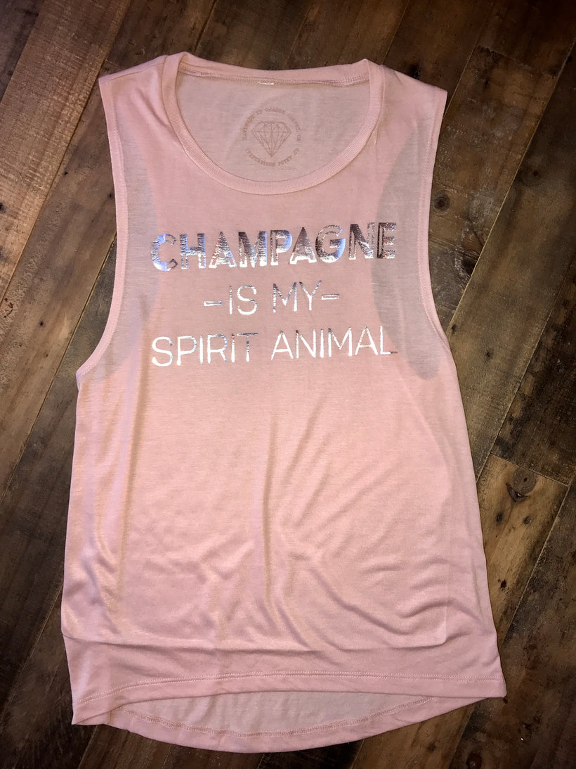 CHAMPAGNE IS MY SPIRIT ANIMAL MUSCLE TANK
